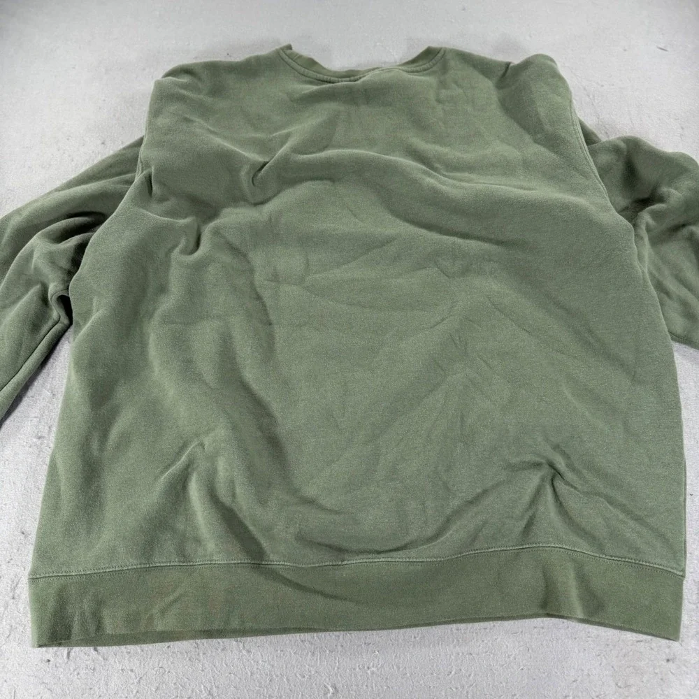 Quiksilver Mens XXL Olive Green Fleece Crewneck Logo Sweatshirt Pullover
